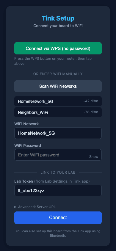 Captive portal WiFi setup screen on a phone